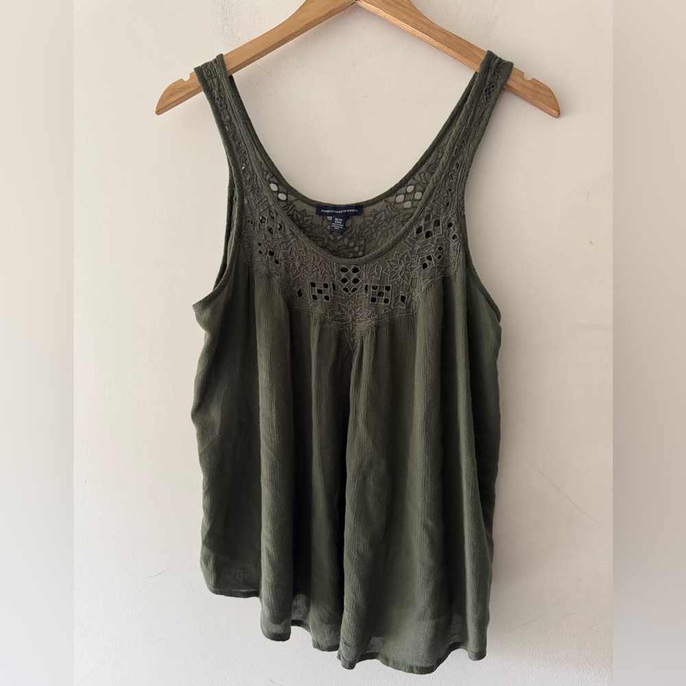 American Eagle Tank Top Size XS Cutout Green Boho